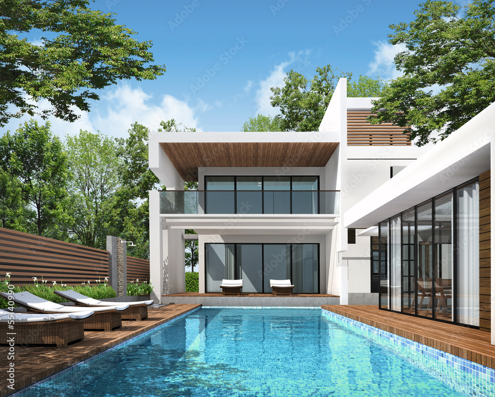 3D rendering of tropical house exterior 3D rendering of tropical house exterior