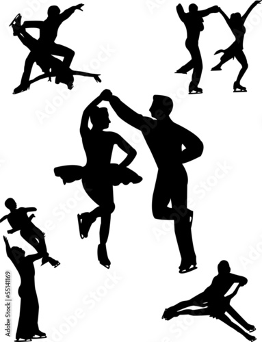 Couples ice skating - vector