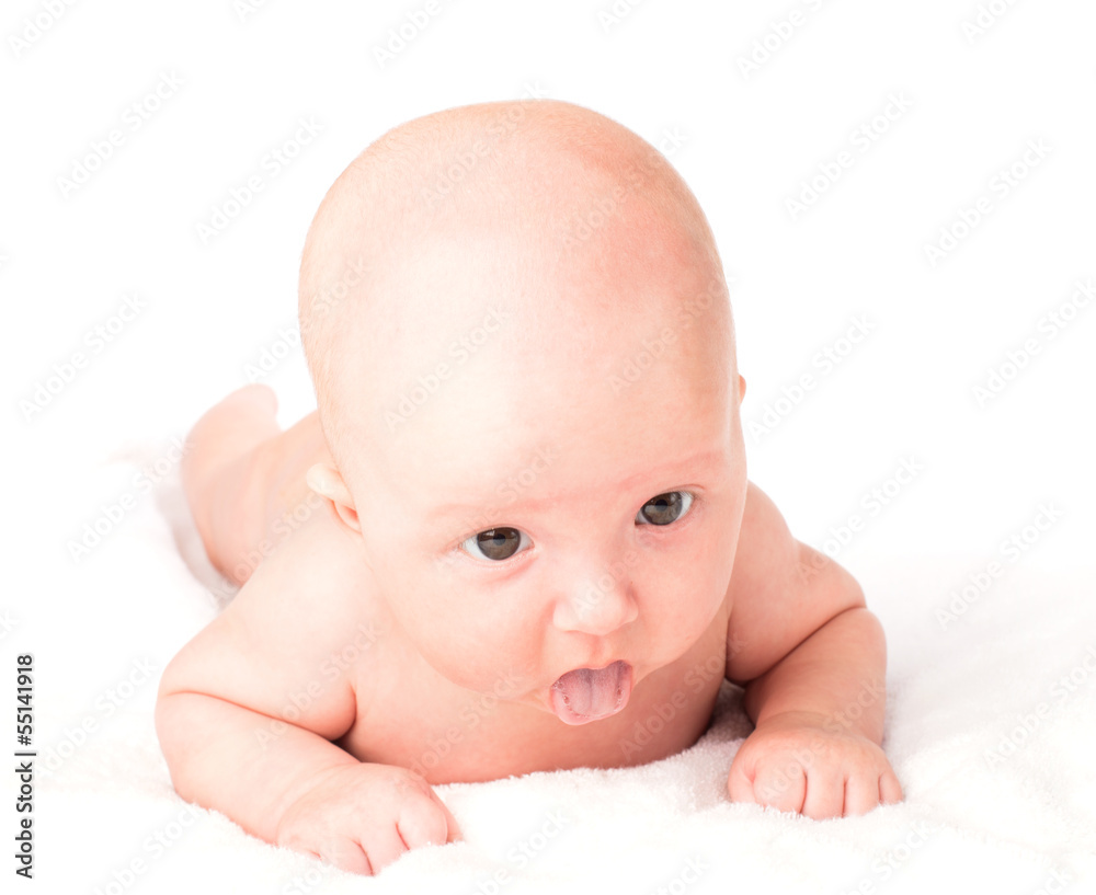 Cute baby lying on towel Cute baby lying on towel