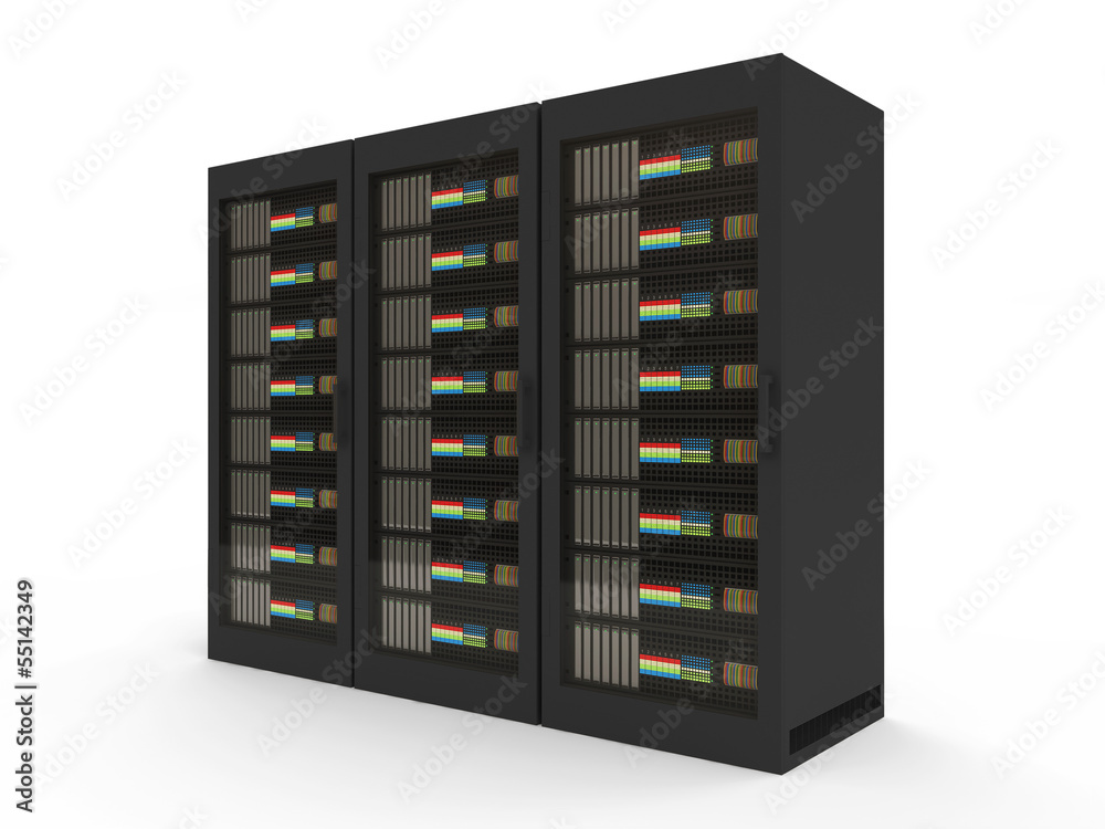 Group of Modern Server Rack isolated on white background Group of Modern Server Rack isolated on white background