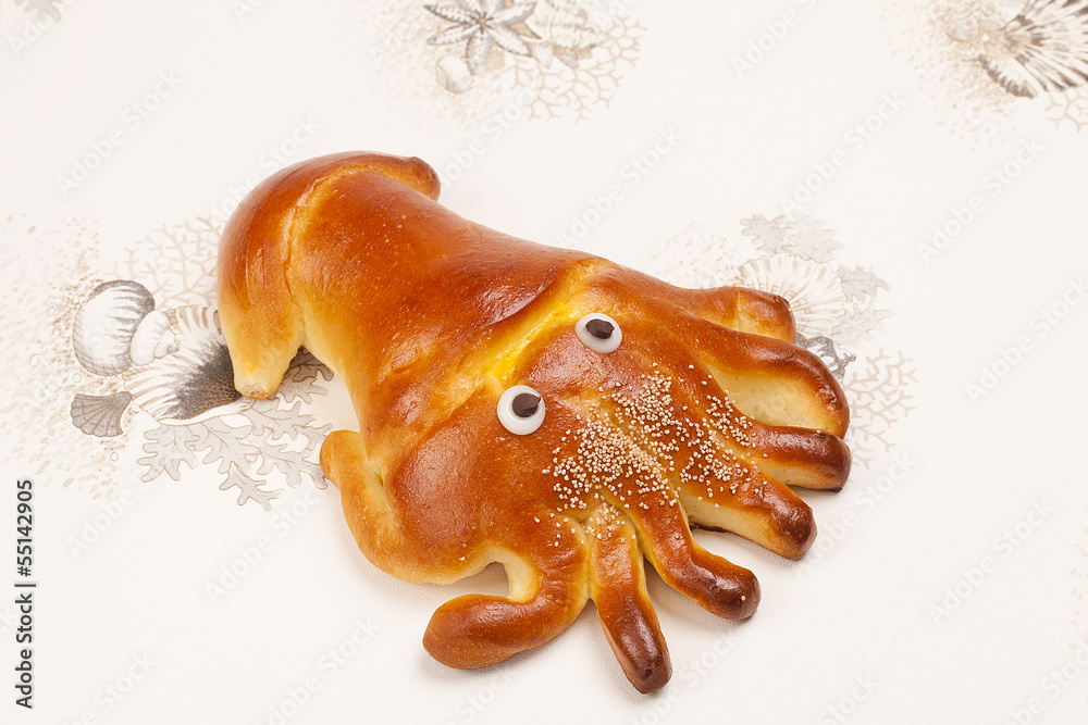 Fototapeta premium イカのシルエットのパン