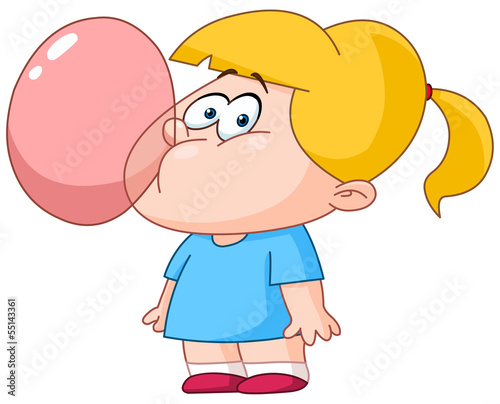 Girl blowing bubble from gum