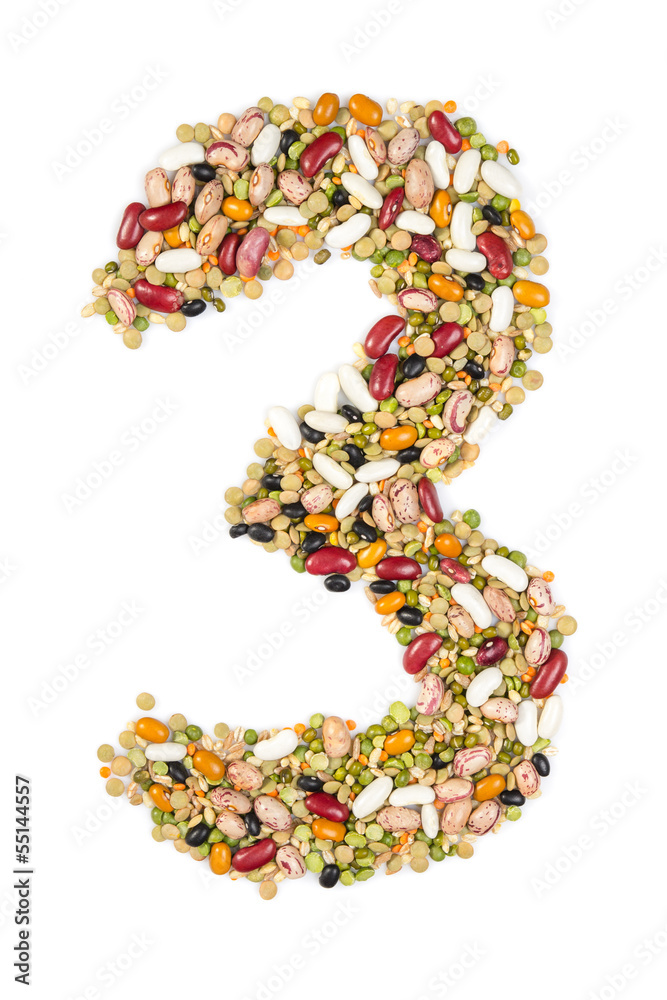 Number 3 made of pulses