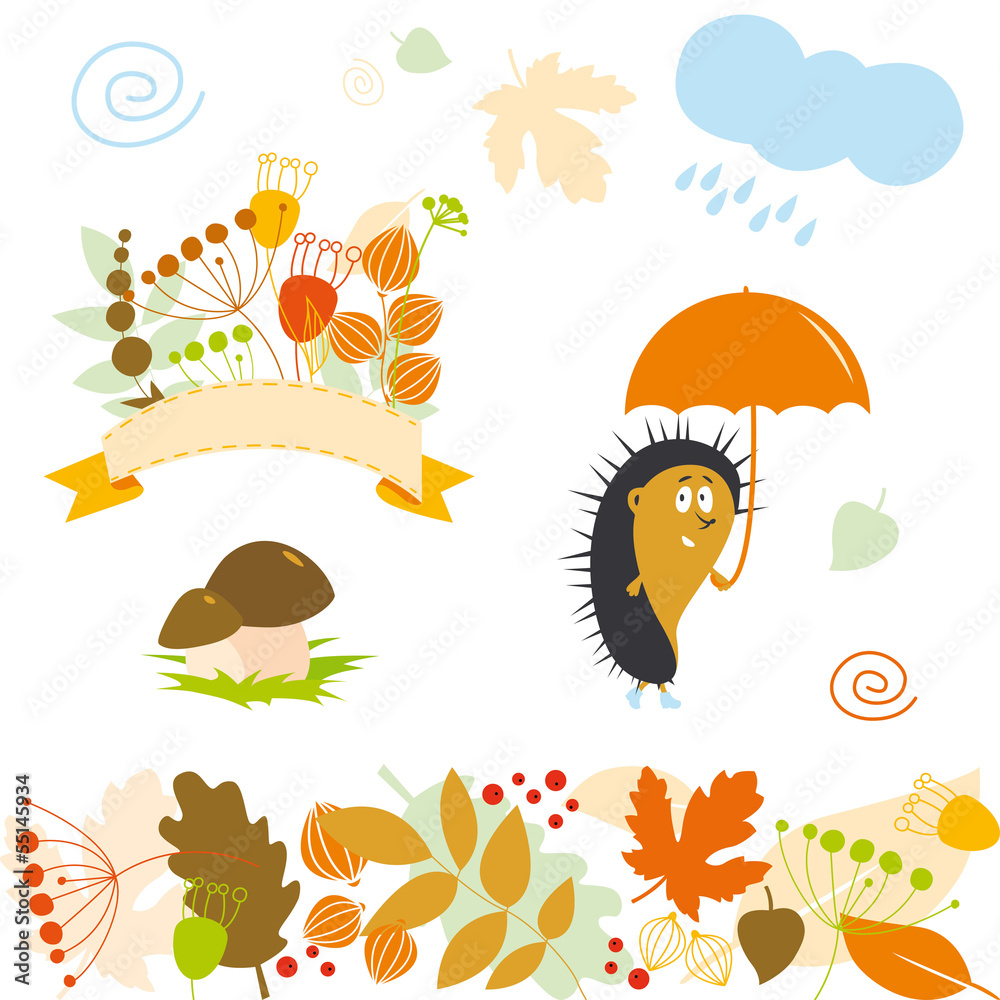 Set of autumn elements Set of autumn elements