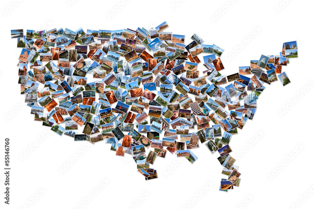 USA map shape drawn with pictures USA map shape drawn with pictures