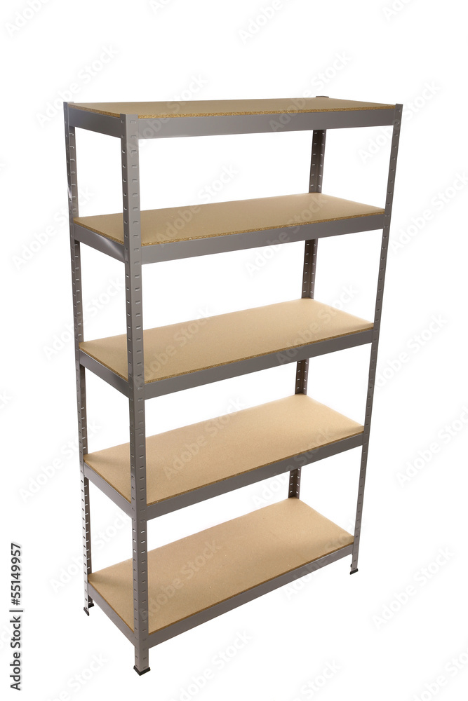 Metal industrial storage shelves. Metal industrial storage shelves.