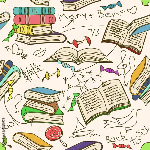 Obraz Doodle wzór książek i bazgroły dla dzieci