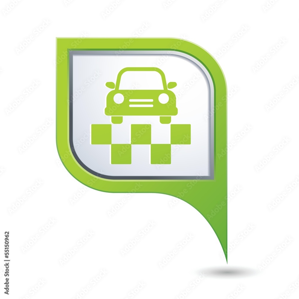 Map pointer with taxi symbol Map pointer with taxi symbol