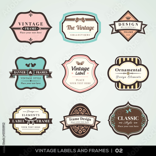 Vintage labels and frames