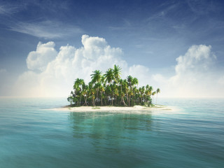 Papier peint photo Île Île tropicale et lagon paradisiaque  © Musicman80