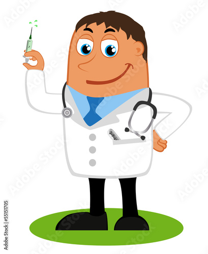 Illustration with doctor and syringe