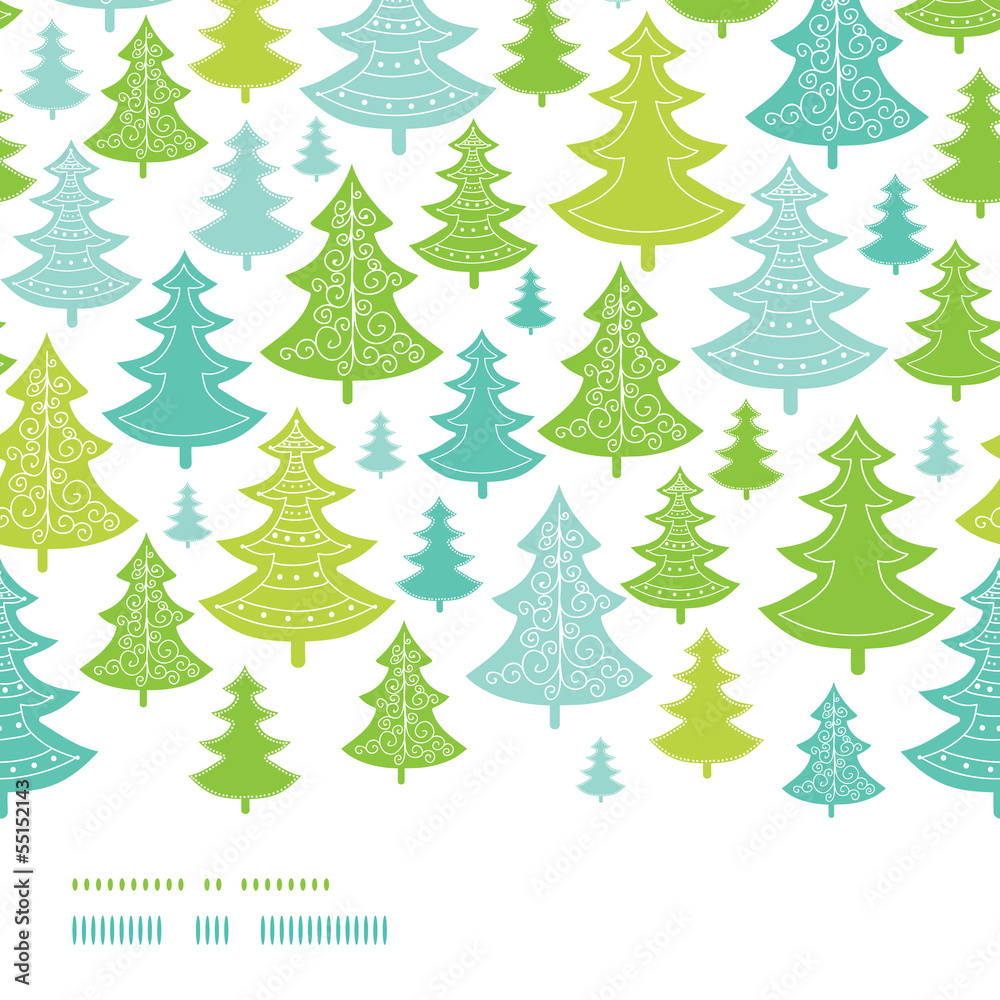 Obraz premium Vector holiday Christmas trees horizontal seamless pattern