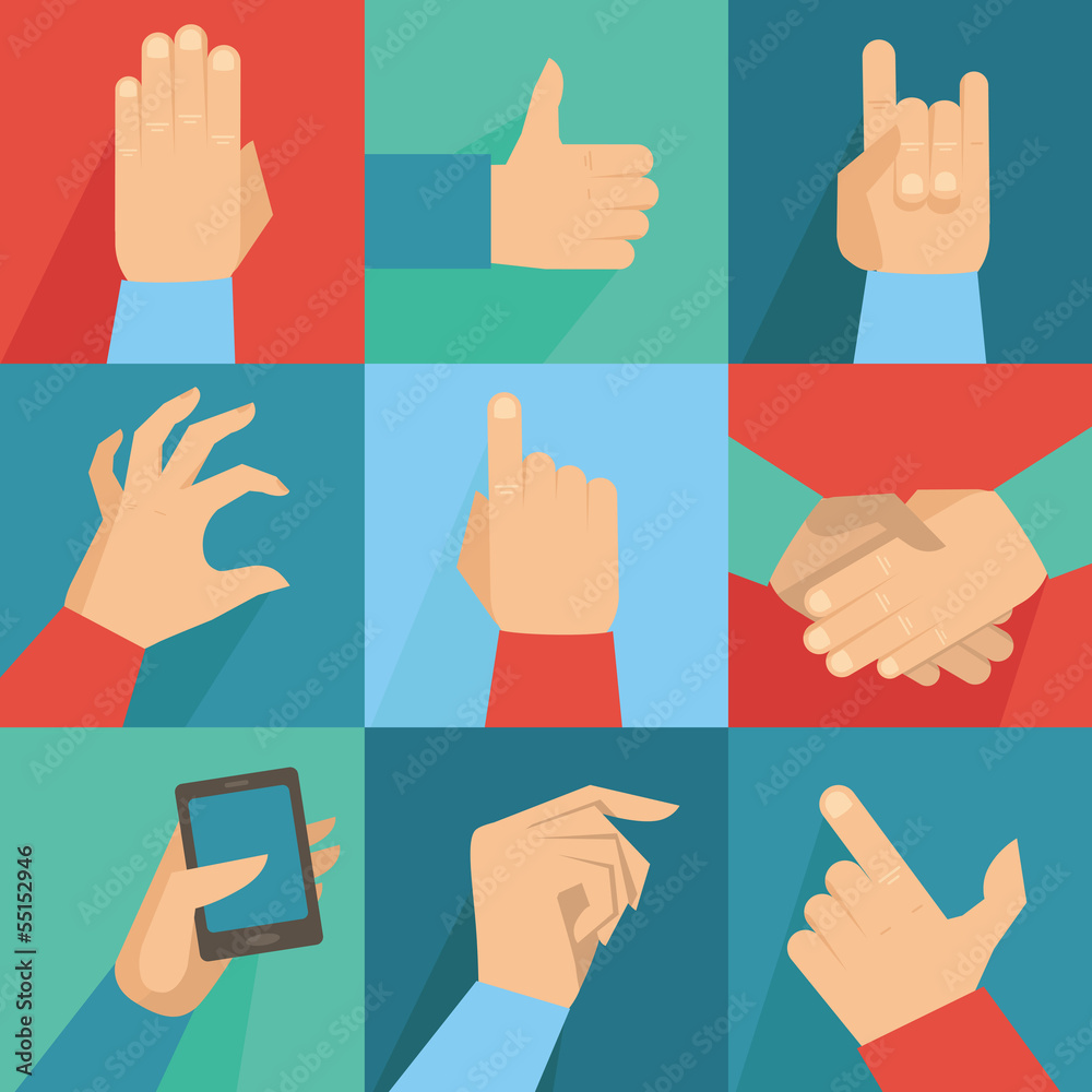 Vector set of hands and gestures Vector set of hands and gestures