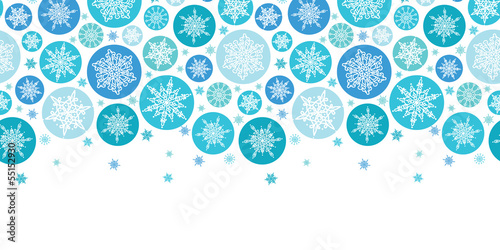 vector round snowflakes horizontal seamless pattern background