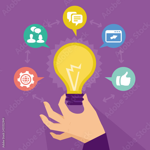 Vector start up concept - flat icons and signs