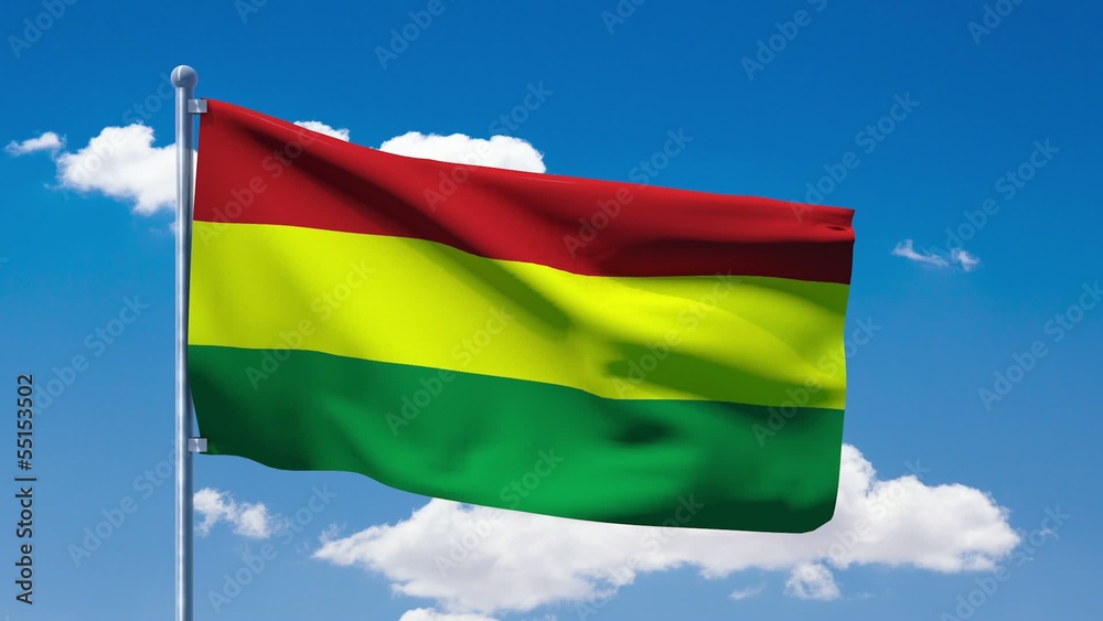 Bolivian flag waving over a blue cloudy sky Bolivian flag waving over a blue cloudy sky