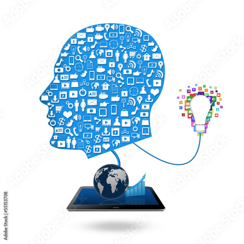 Social media concept idea make in man,colorful application icon