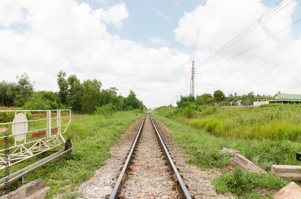Long straight piece of rail track Long straight piece of rail track