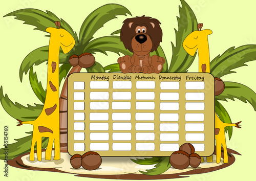 Erster Schultag, Stundenplan Illustration