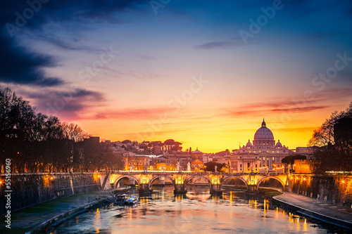 Photography St. Peter's cathedral at night, Rome