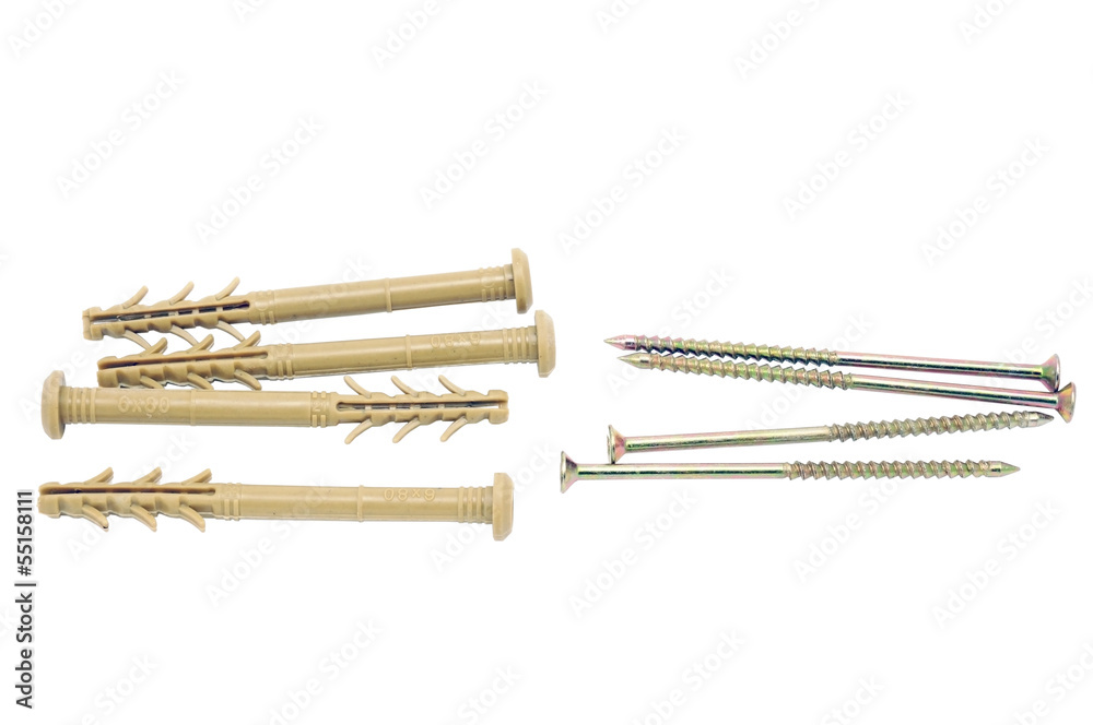Long plastic plugs with screws Long plastic plugs with screws