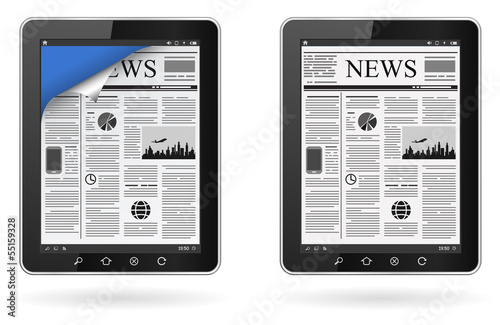 tablet computer with newspaper