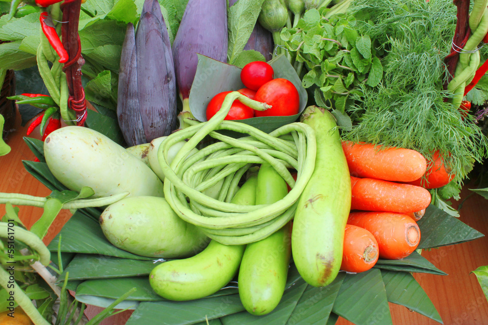 vegetables and fruits in basket decoration