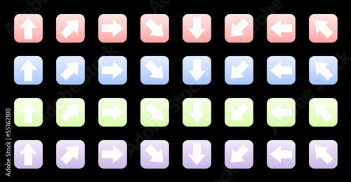 Set of colored 3d icons with arrows