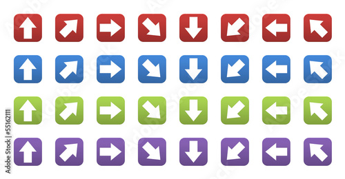 Set of colored 3d icons with arrows