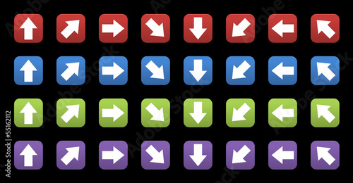 Set of colored 3d icons with arrows