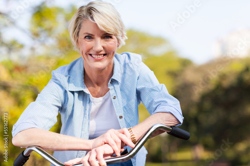 senior woman on a bicycle