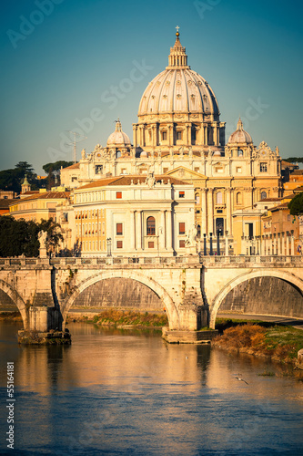 Photography Tiber and St. Peter's cathedral, Rome