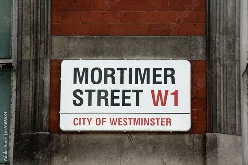 Photography Mortimer Street a london street sign