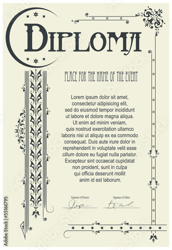 Vintage frame, certificate or diploma template