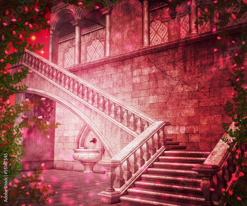 Pink Castle Interior Fantasy Backdrop