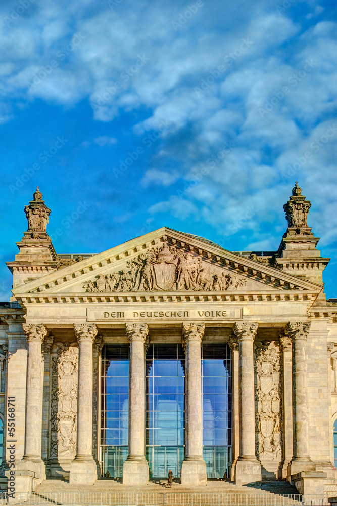 Facade of the Reichstag building in Berlin, Germany