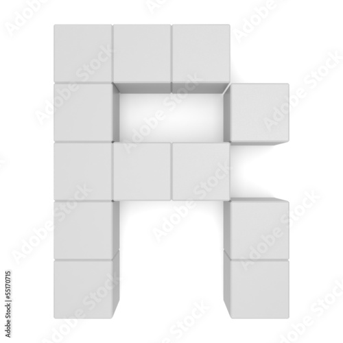 letter R cubic white