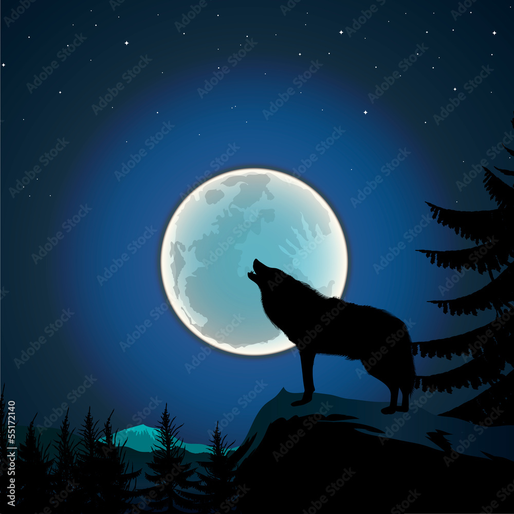 Background with wolf howls of moon, vector Eps10 illustration. Background with wolf howls of moon, vector Eps10 illustration.