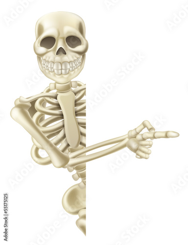 Pointing Cartoon Halloween Skeleton