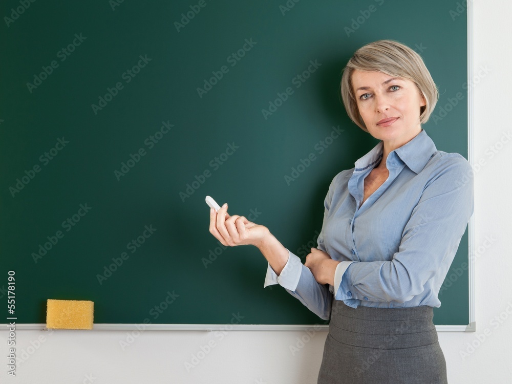 Lehrerin an der Tafel Stock Photo | Adobe Stock