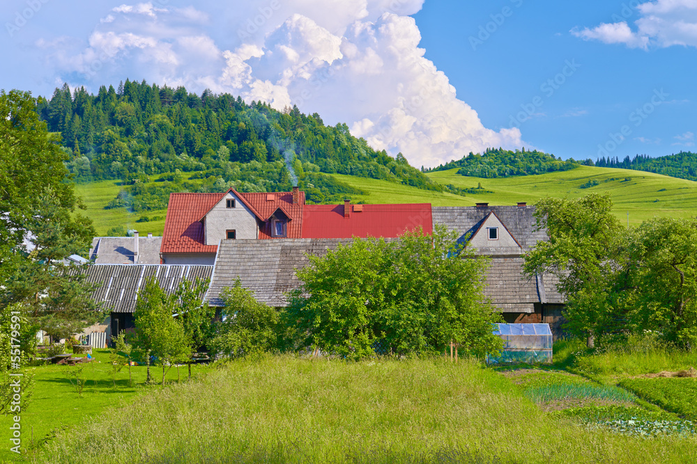 Houses in the Pieniny mountains near Poland and Slovakia border.