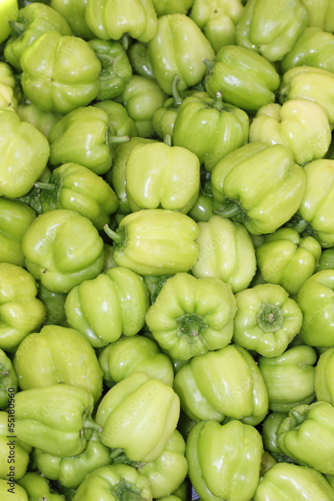 Fresh market produce of green peppers Fresh market produce of green peppers