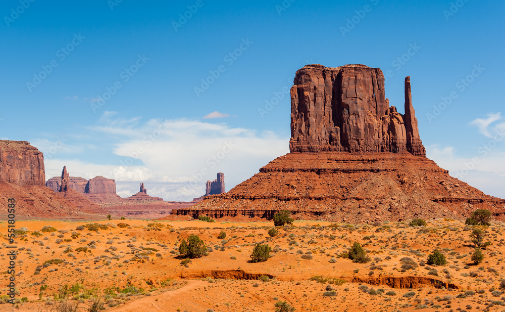 Monument Valley under the blue sky