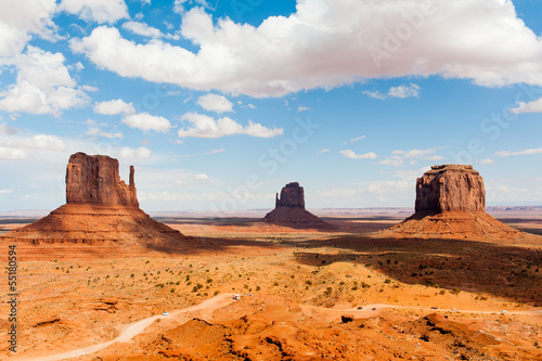 Monument Valley under the blue sky