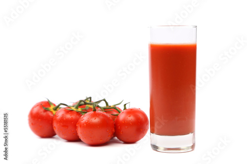 glass of juice and tomatoes