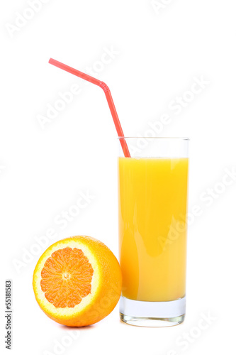 orange and juice isolated on white
