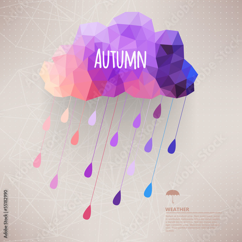 Retro cloud with rain symbol hipster background made of triangle