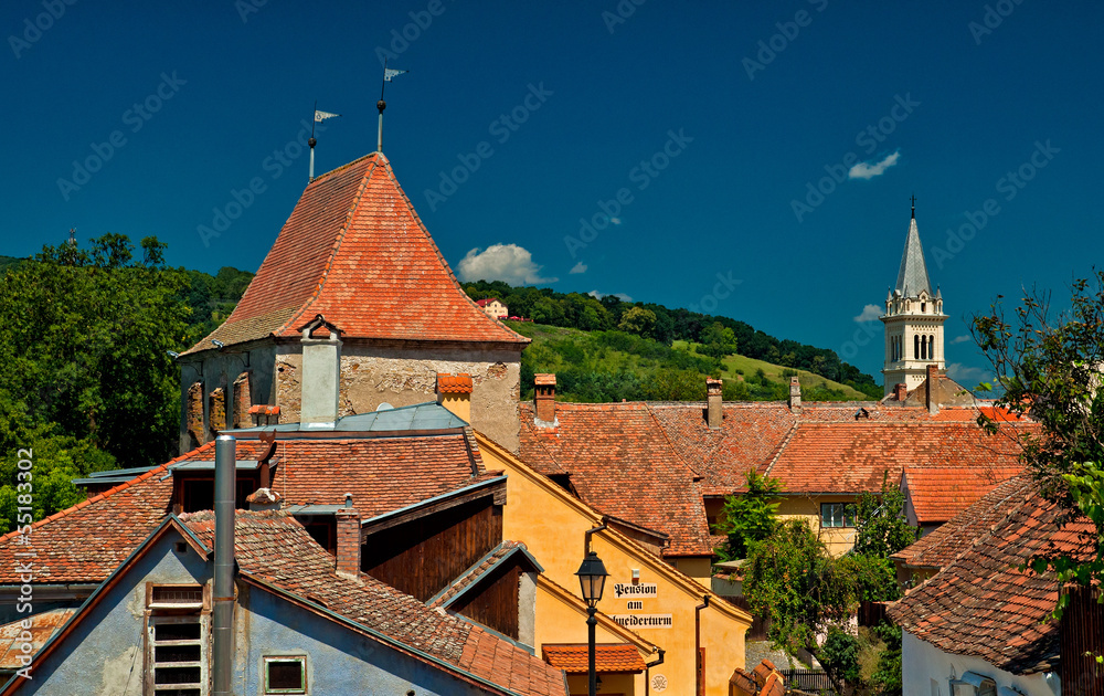 Nice houses in the old town of Sighisoara, Romania
