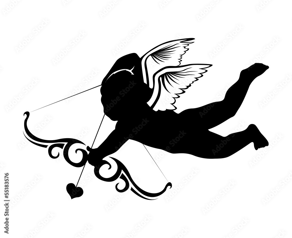 Fototapeta premium tattoo in the form of Cupid on a white background