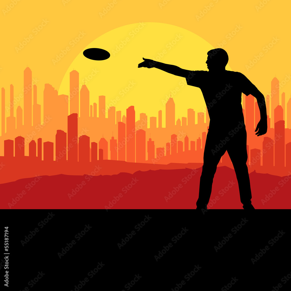 Disk thrower and catcher active people sport background illustra Disk thrower and catcher active people sport background illustra